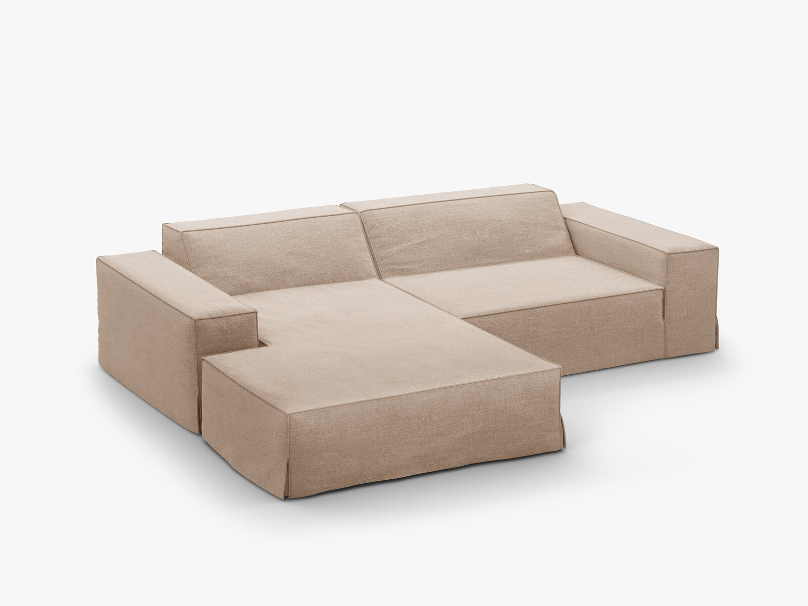 Micadoni Ecksofa Jodie 3-Sitzer Links Strukturierter Stoff Lins Sand