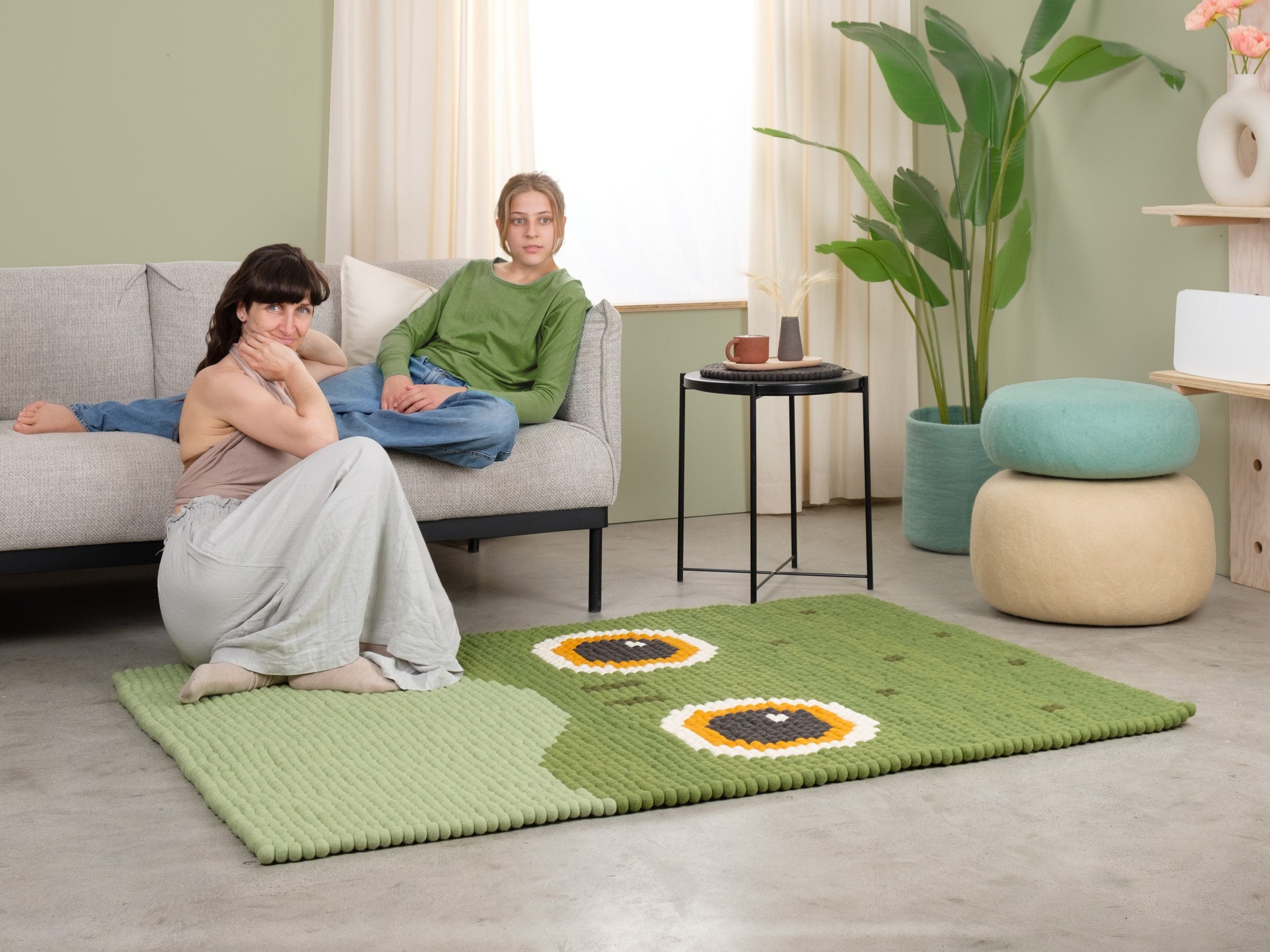 myfelt Käthe Filzkugelteppich Grün