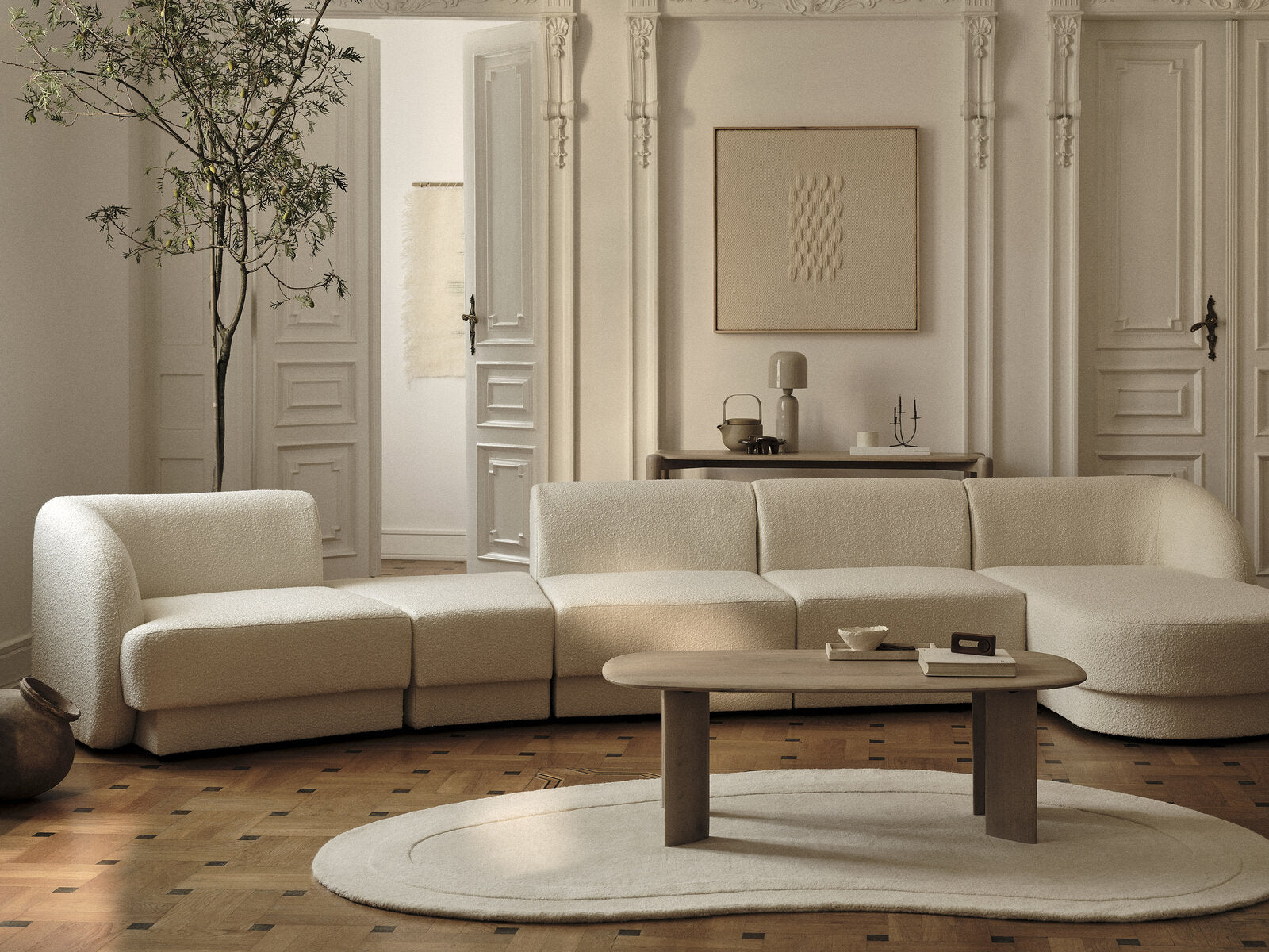 Micadoni Sofa Miley 4-Sitzer Rechts Chenille Haga Königsblau