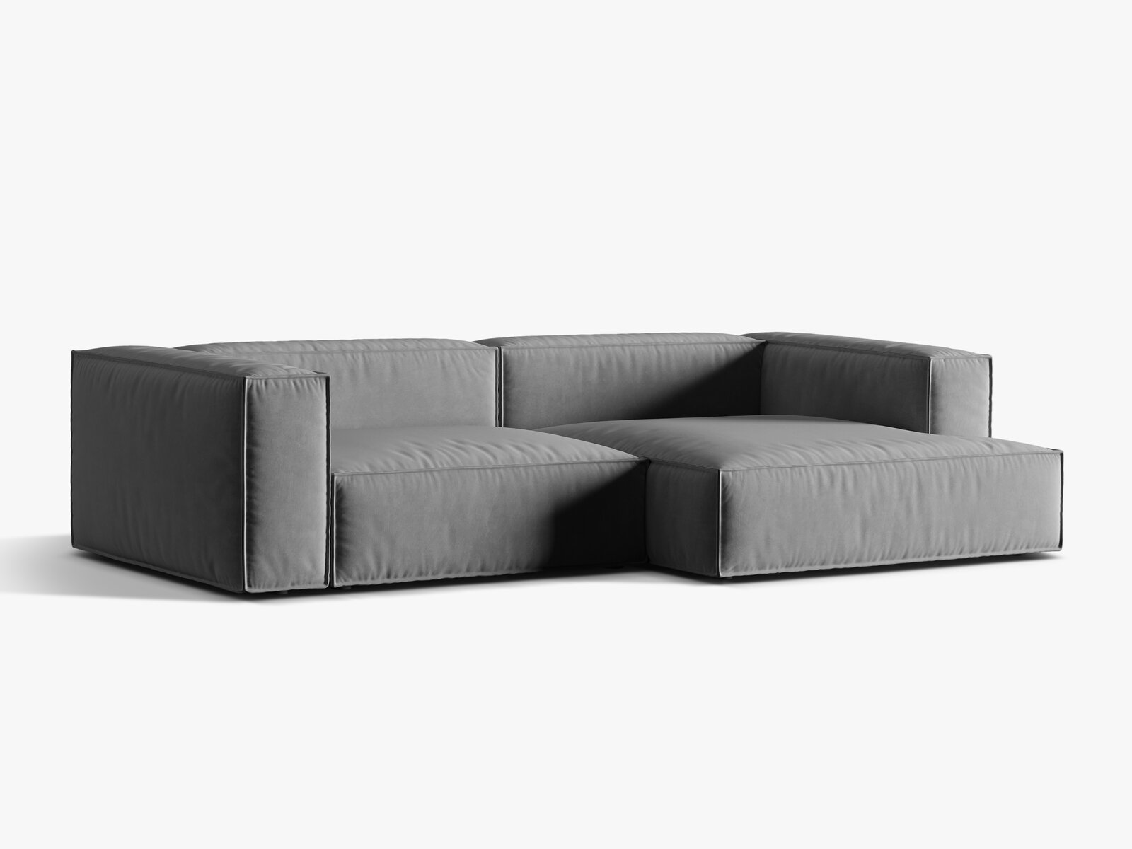 Micadoni Ecksofa Nuria 4-Sitzer Rechts Samt Grau