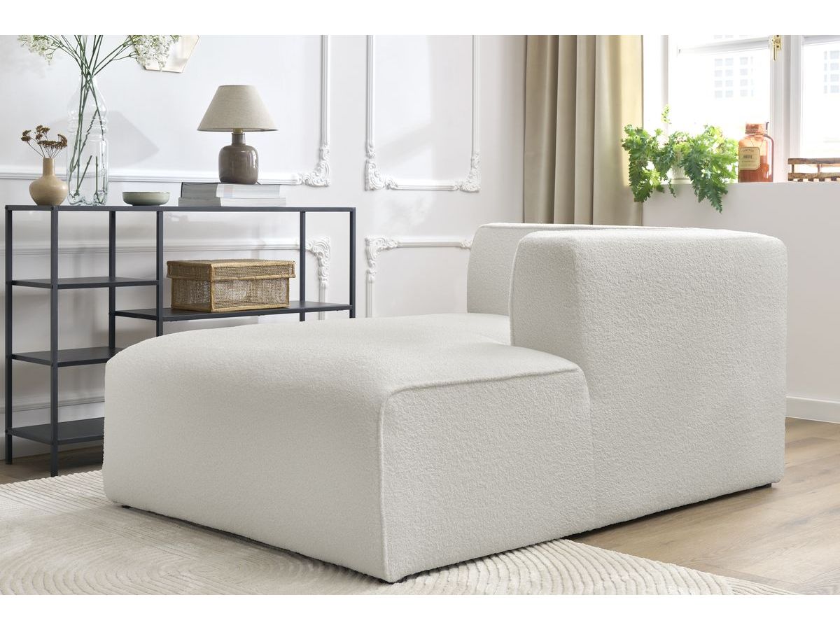 Bobochic Megeve Méridienne-Modul Bouclé-Stoff Weiß Ecke rechts