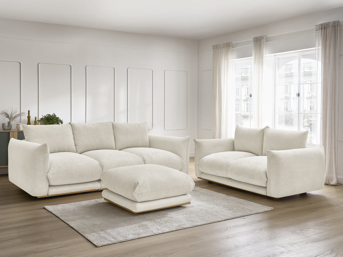Bobochic Ernest Sofa 5-Sitzer mit Pouf Cordsamt Beige