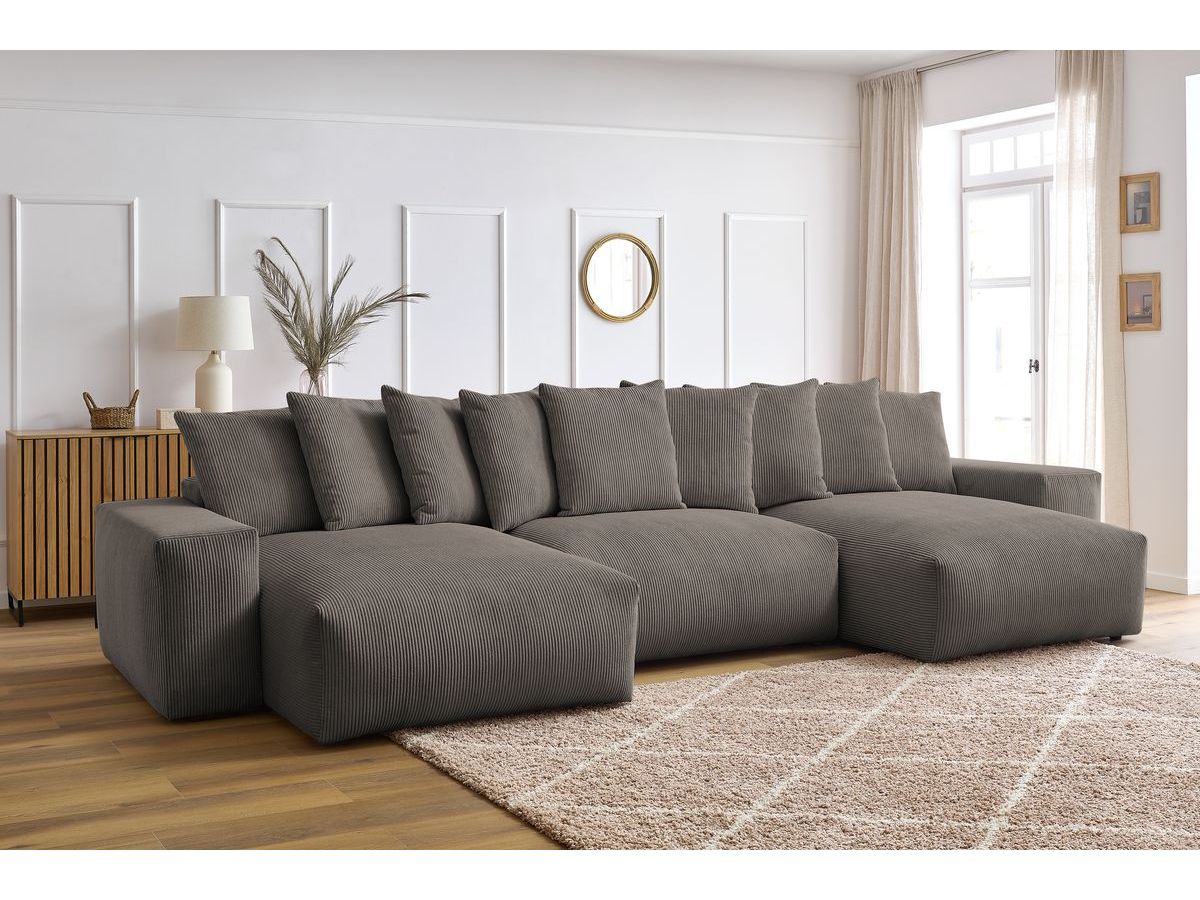 Bobochic Voltaire Wohnlandschaft 420 × 165 cm Cordsamt Taupe