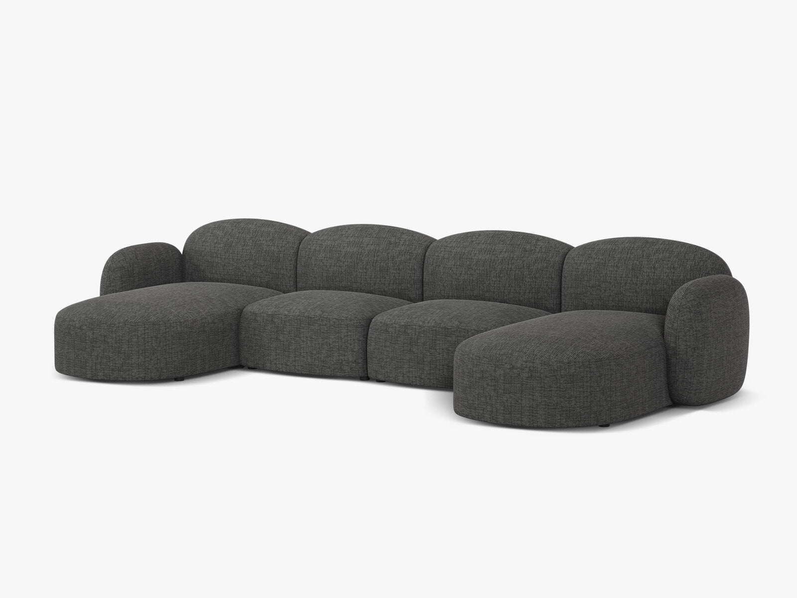 Micadoni Panorama Sofa Blair 6-Sitzer Strukturierter Stoff Baltimore Grau Melange