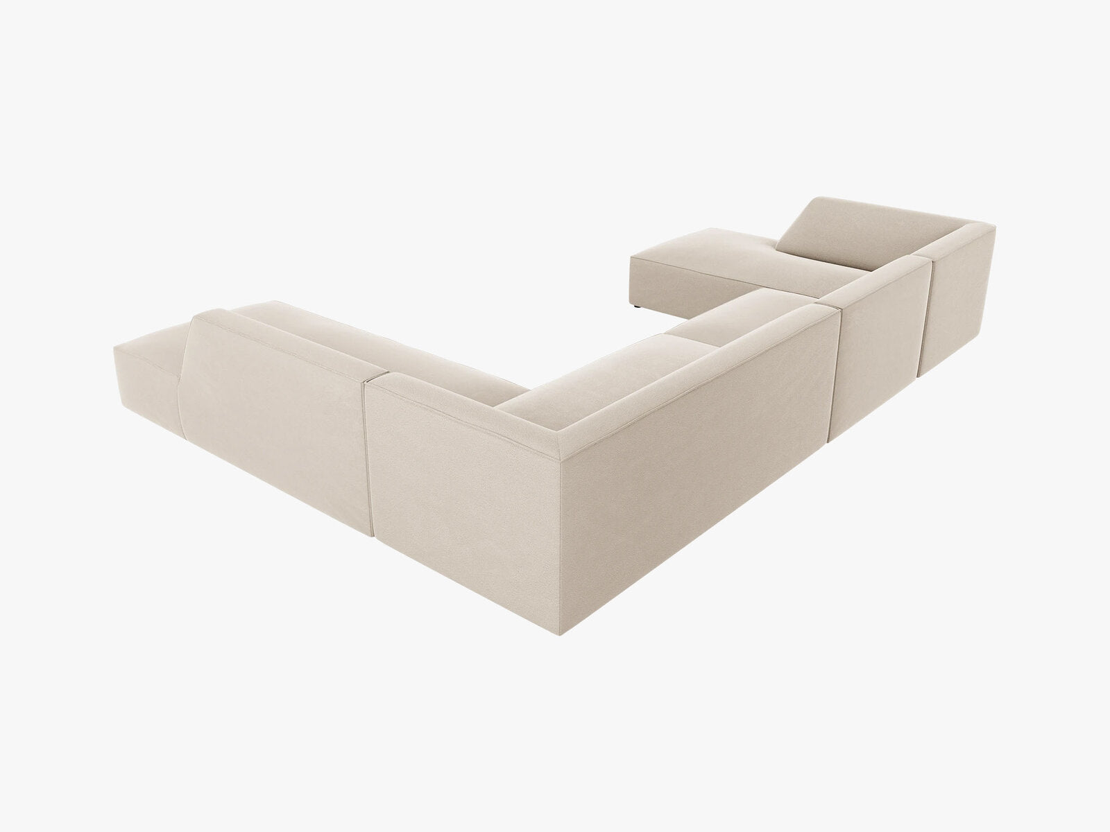 Micadoni Panorama-Ecksofa Ruby 7-Sitzer Rechts Samt Salvador Beige