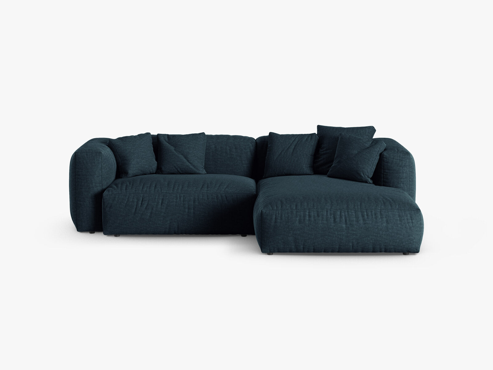Micadoni Ecksofa Martina 2-Sitzer 90cm Sitztiefe Rechts Strukturierter Stoff Boston Jeansblau