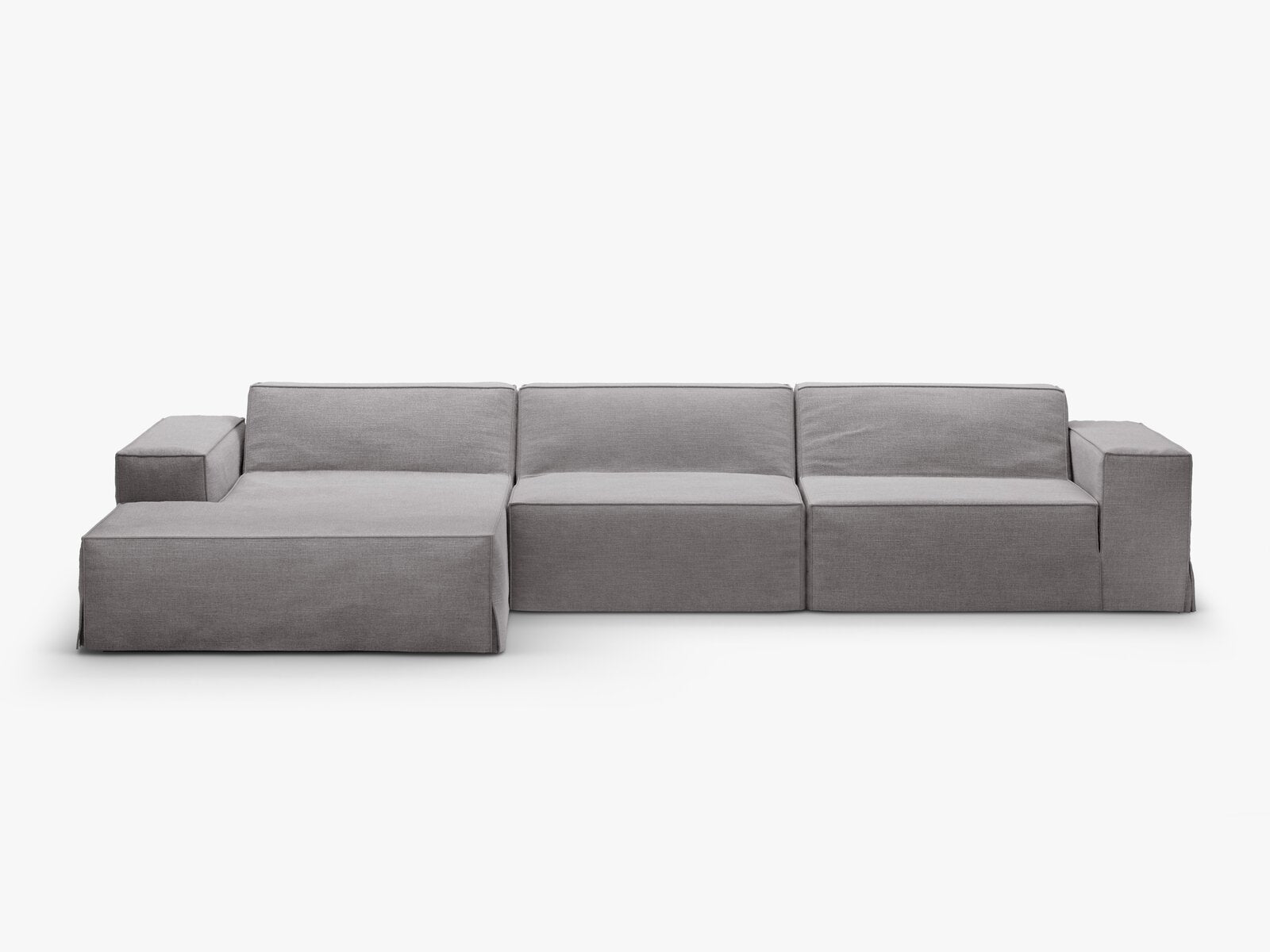 Micadoni Ersatzbezug Ecksofa Jodie 4-Sitzer Strukturierter Stoff Lins Warmes Grau Links