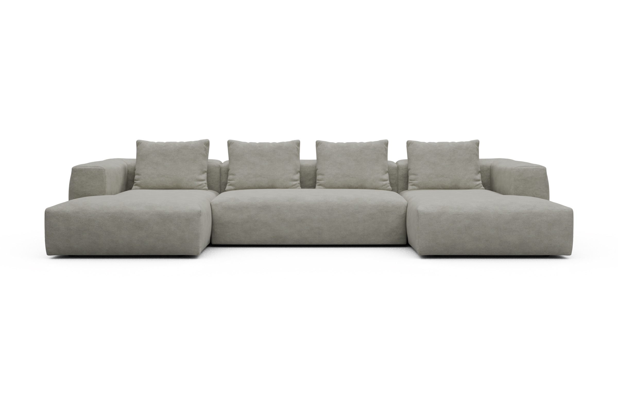 Skandi Home Wohnlandschaft Fred mit 2-Sitzer und Chaiselongue beidseitig Carreno-Moon-Stone-White moebelfaktor