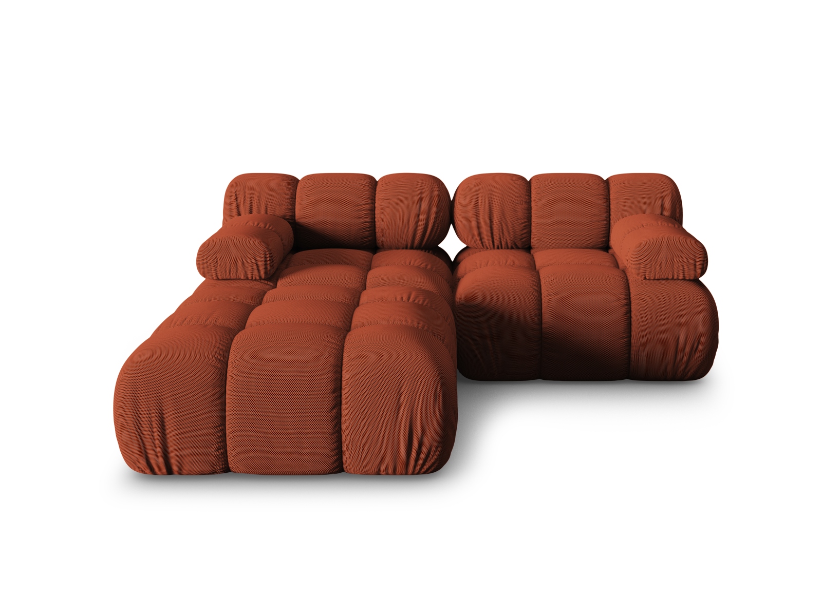 Micadoni Modulares Sofa Bellis 3-Sitzer mit flachem Modul 3D-Stoff Sonic Ziegel