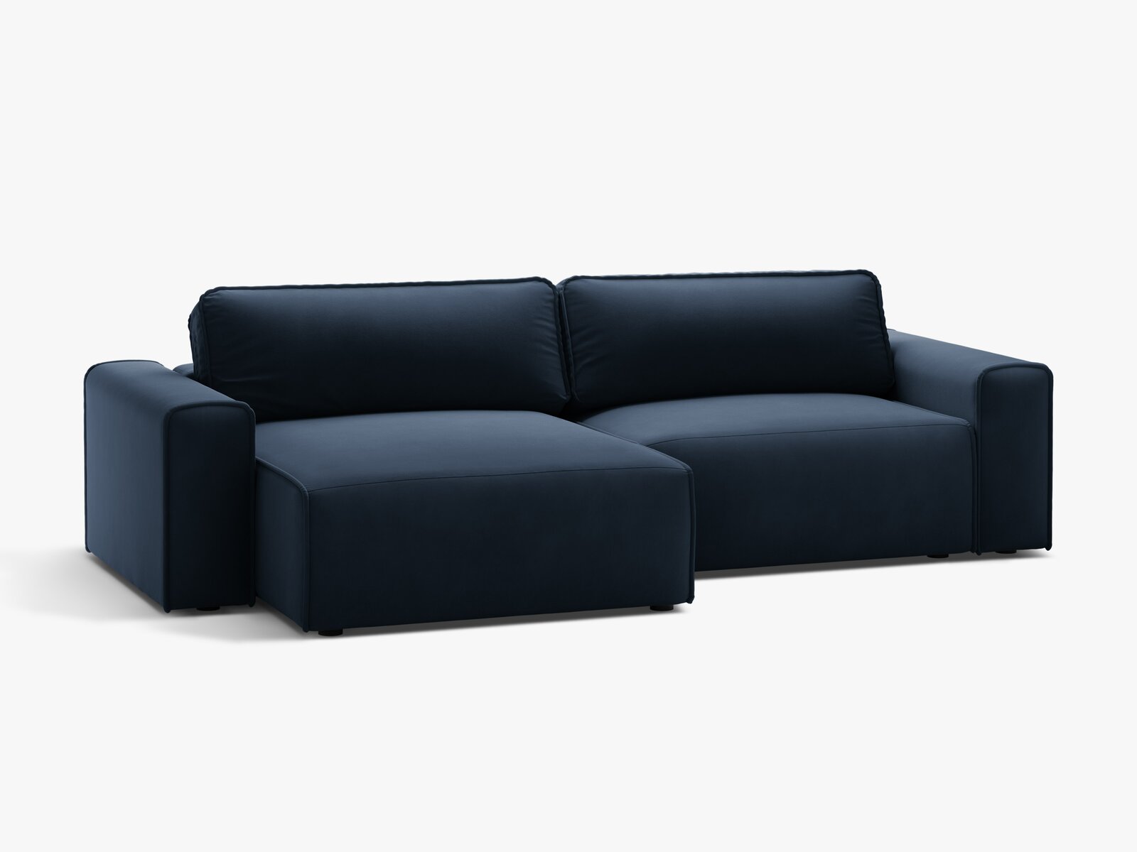 Micadoni Ecksofa Victor 3-Sitzer mit Schlaffunktion Links Samt Dunkelblau