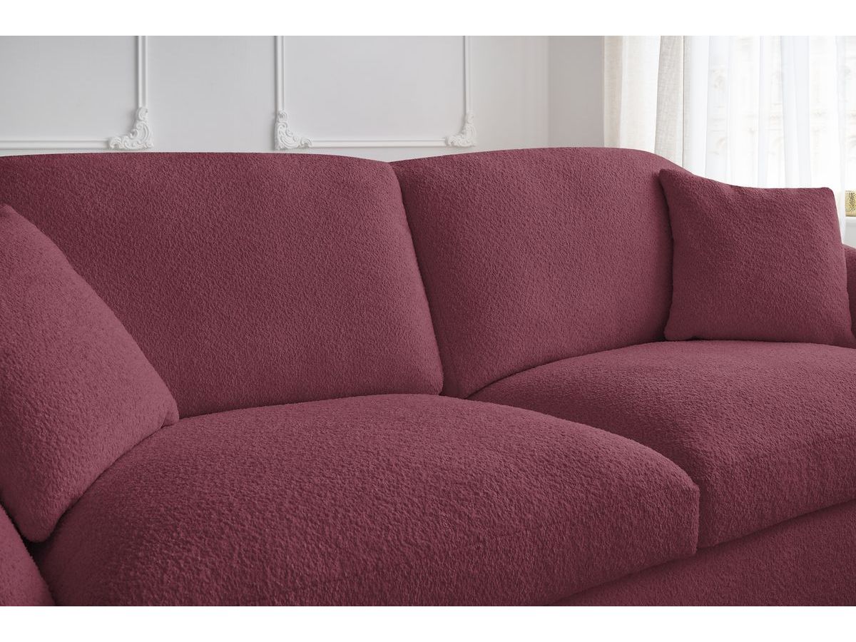 Bobochic Cezanne Schlafsofa 3-Sitzer Bouclé-Stoff Rot, Liegefläche 140 × 194 cm