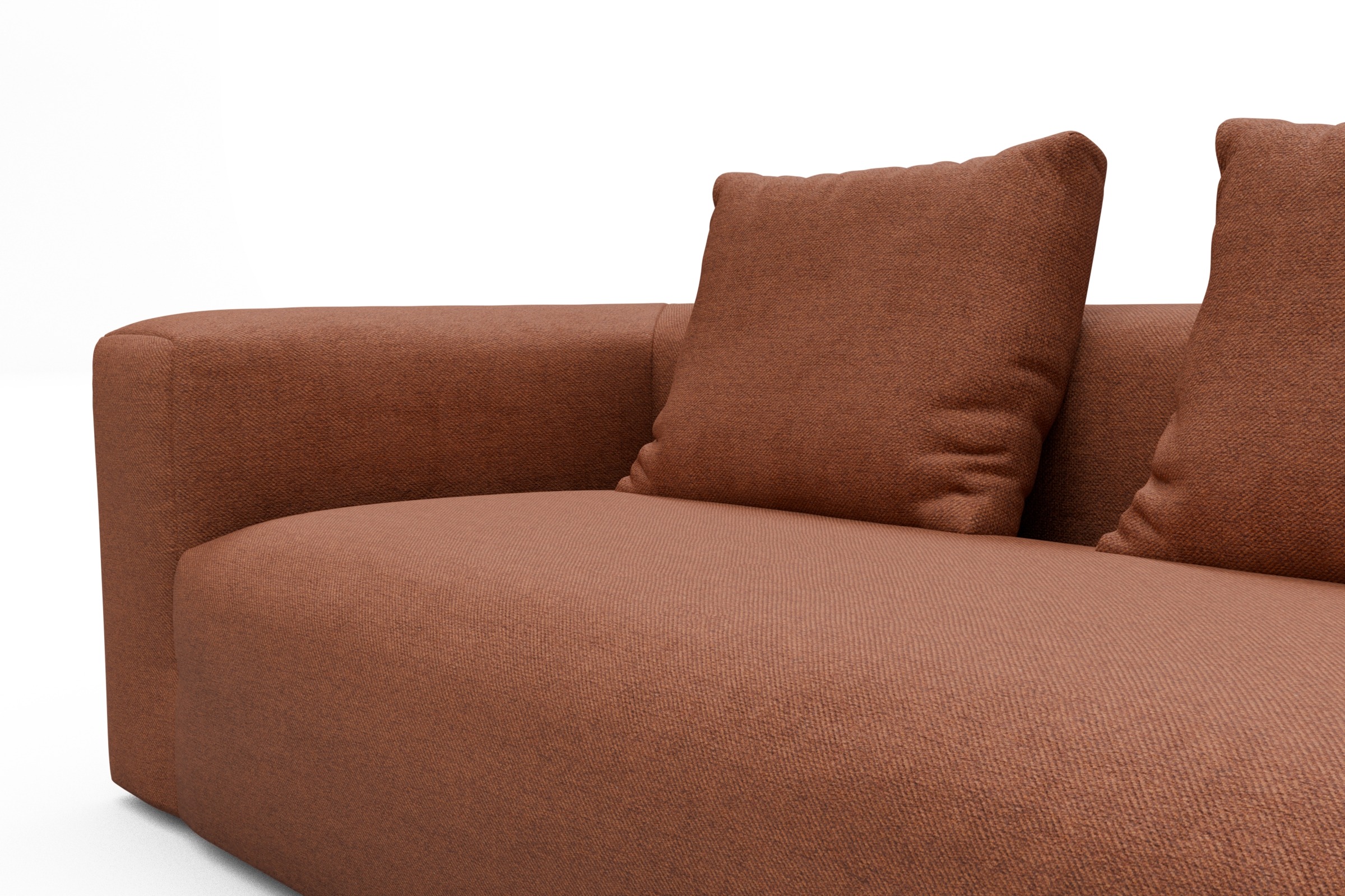 Wohnlandschaft Fred Chaiselongue rechts mit 2-Sitzer und lange Armlehne links Weda-Rust