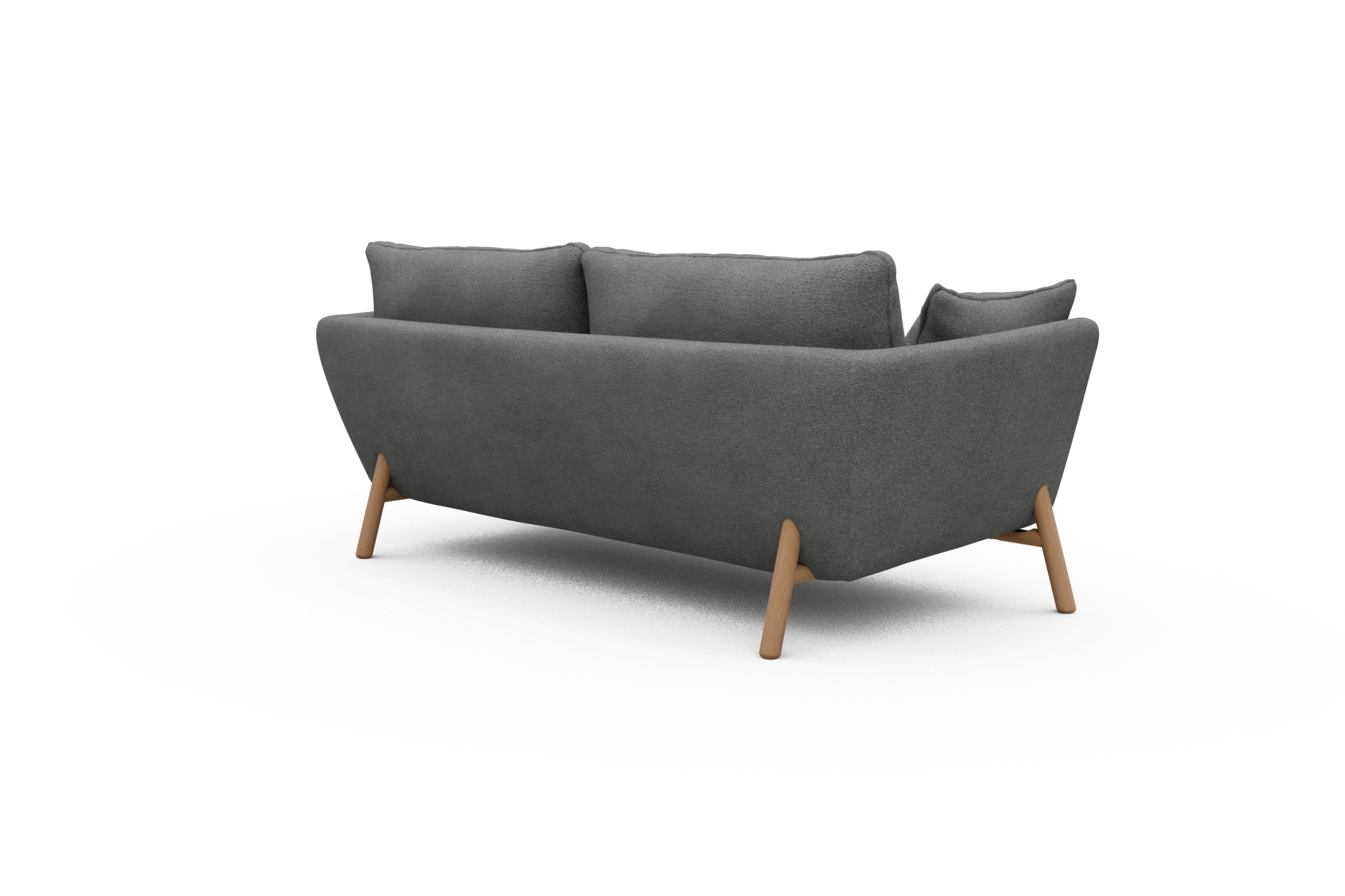 Sofa Emil 2-Sitzer Beinfarbe Eiche Natur Boucle-Ash-Grey