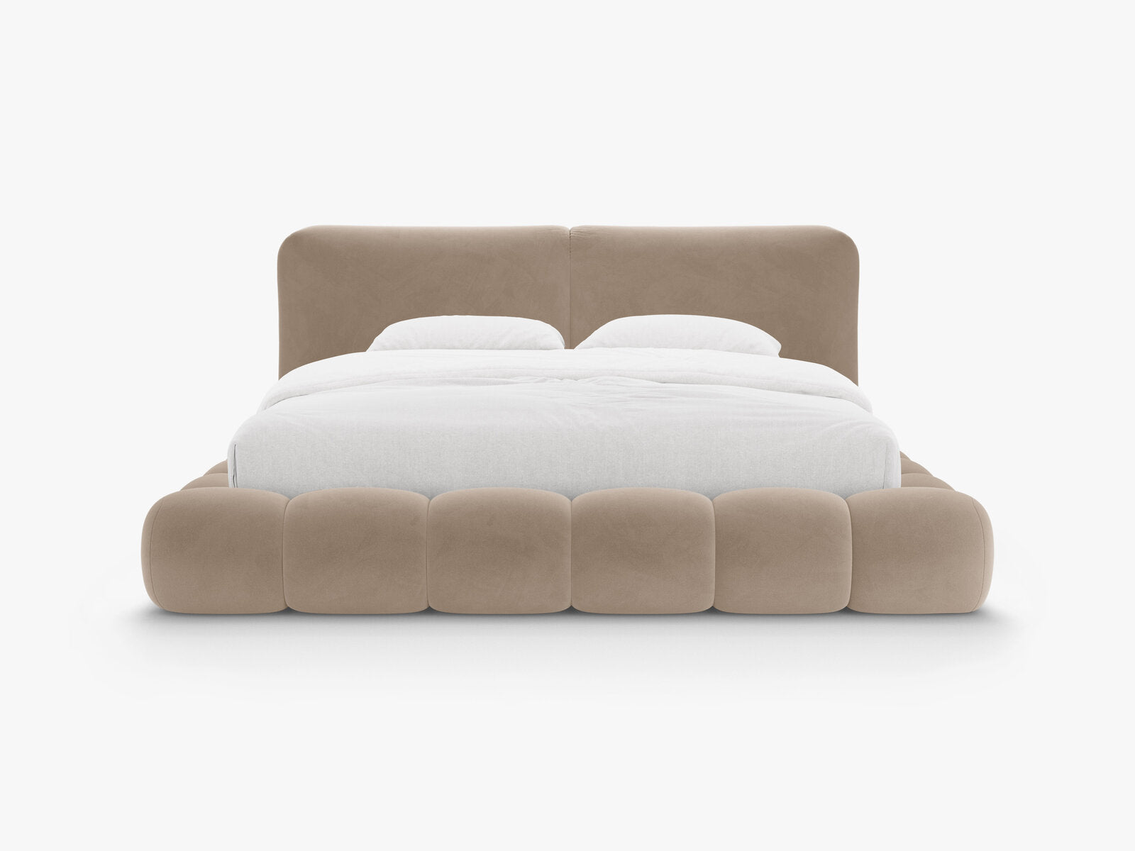 Micadoni Stauraumbett mit Kopfteil Solange Samt Magic Velvet Mandel Beige 140x200