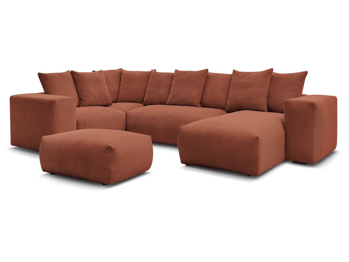 Bobochic Voltaire Wohnlandschaft mit Pouf 356 × 214 cm Cordsamt Orange Ecke rechts