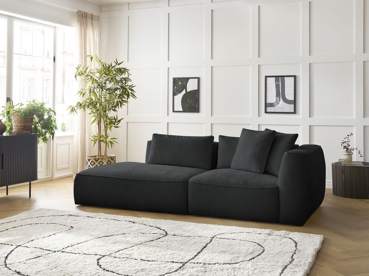 Bobochic Leopold Sofa 3-Sitzer Strukturstoff Schwarz Armlehne rechts