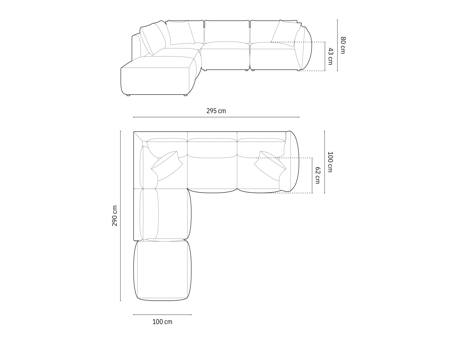 Micadoni Modulares Ecksofa Chris 4-Sitzer Links Samt Dunkelgrau