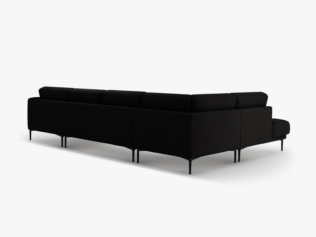 Micadoni Panorama Ecksofa Bemy 7-Sitzer Links Samt Schwarz