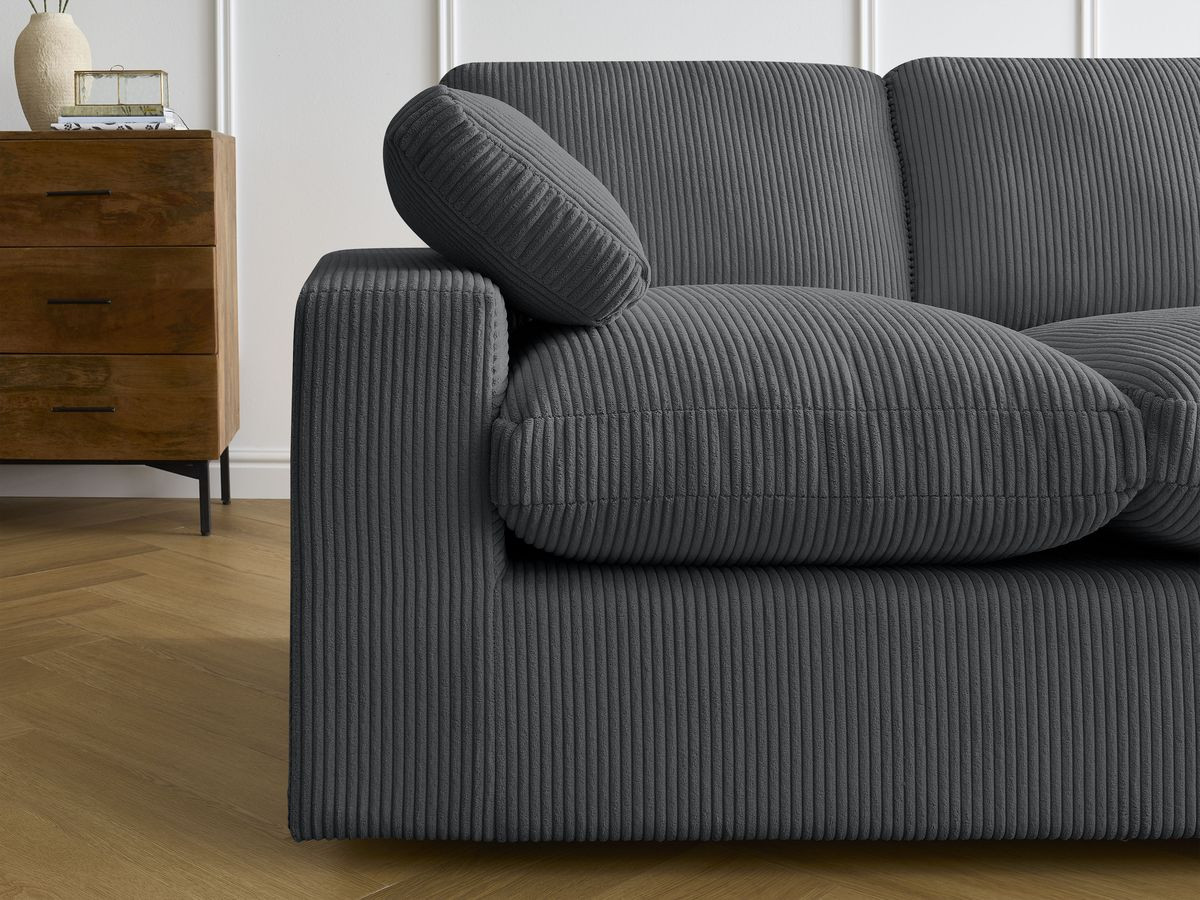 Bobochic Belair Ecksofa 280 × 139 cm Cordsamt Dunkelgrau