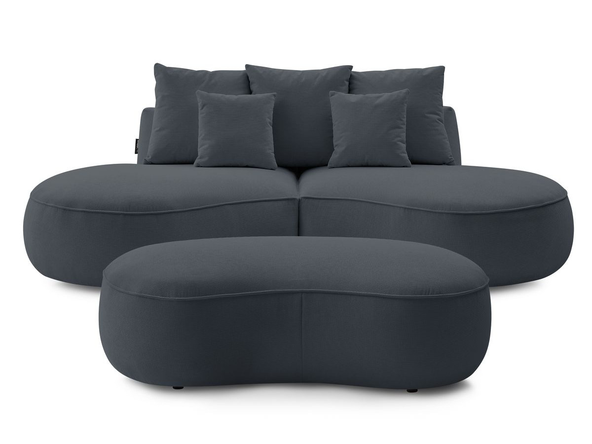 Bobochic Saint-germain Sofa 5-Sitzer mit Pouf Strukturstoff Dunkelgrau