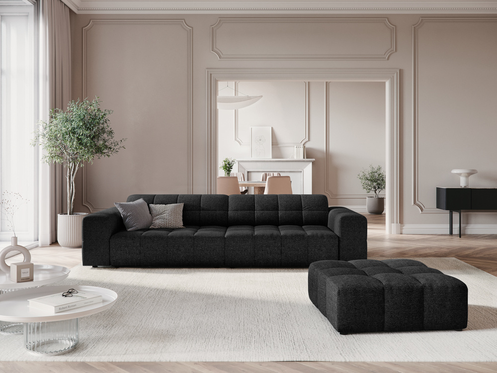 Cosmopolitan Design Sofa Chicago 4-Sitzer Chenille Haga Schwarz