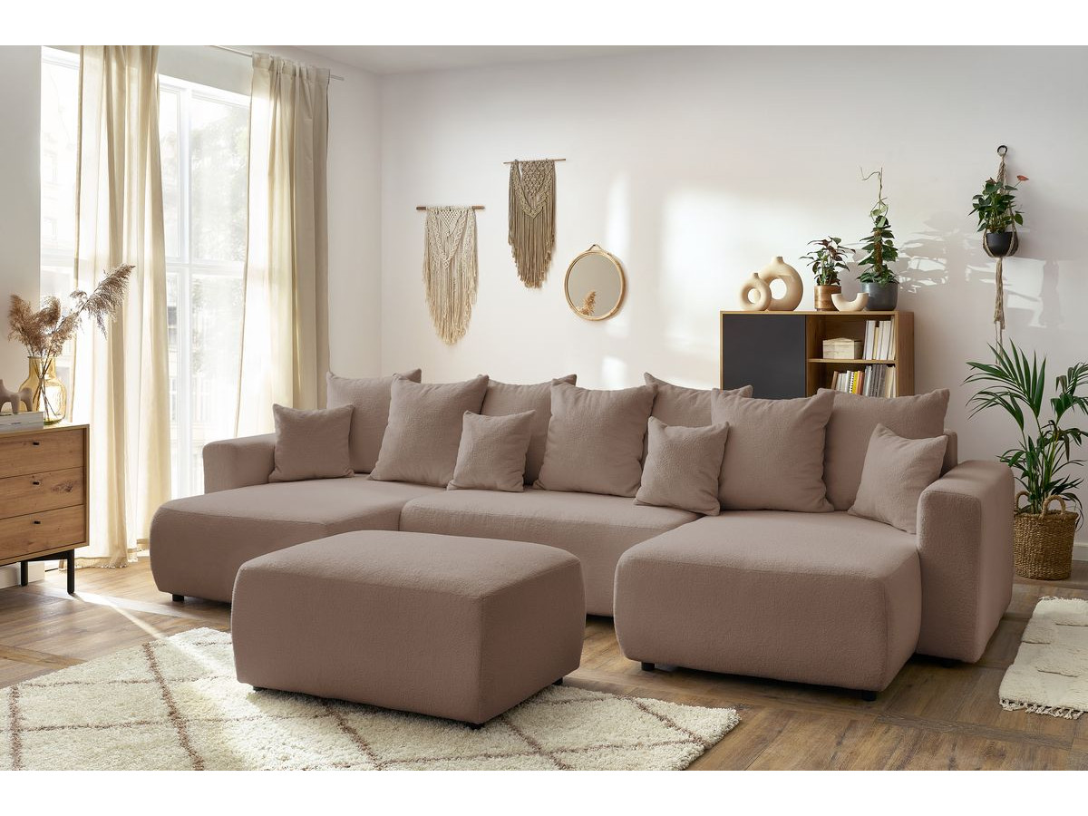 Bobochic Envy Wohnlandschaft mit rechteckigem Pouf Bouclé-Stoff Braun