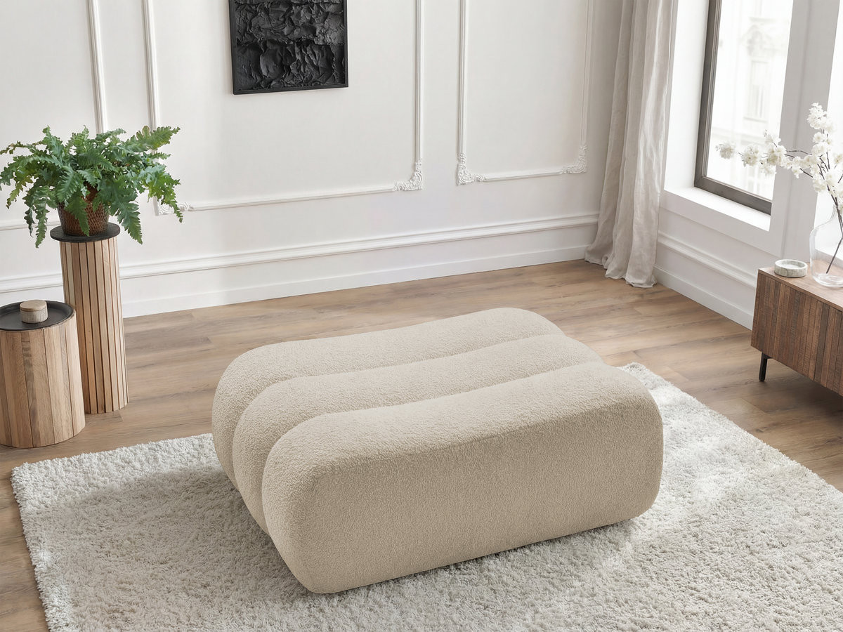 Bobochic Azra Pouf Bouclé-Stoff Beige