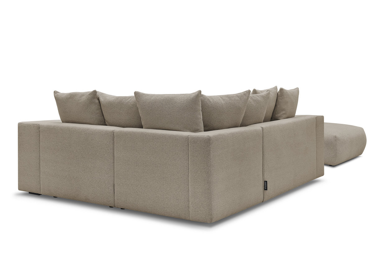 Bobochic Voltaire Ecksofa mit Pouf 268 × 214 cm Melange-Stoff Taupe Ecke rechts