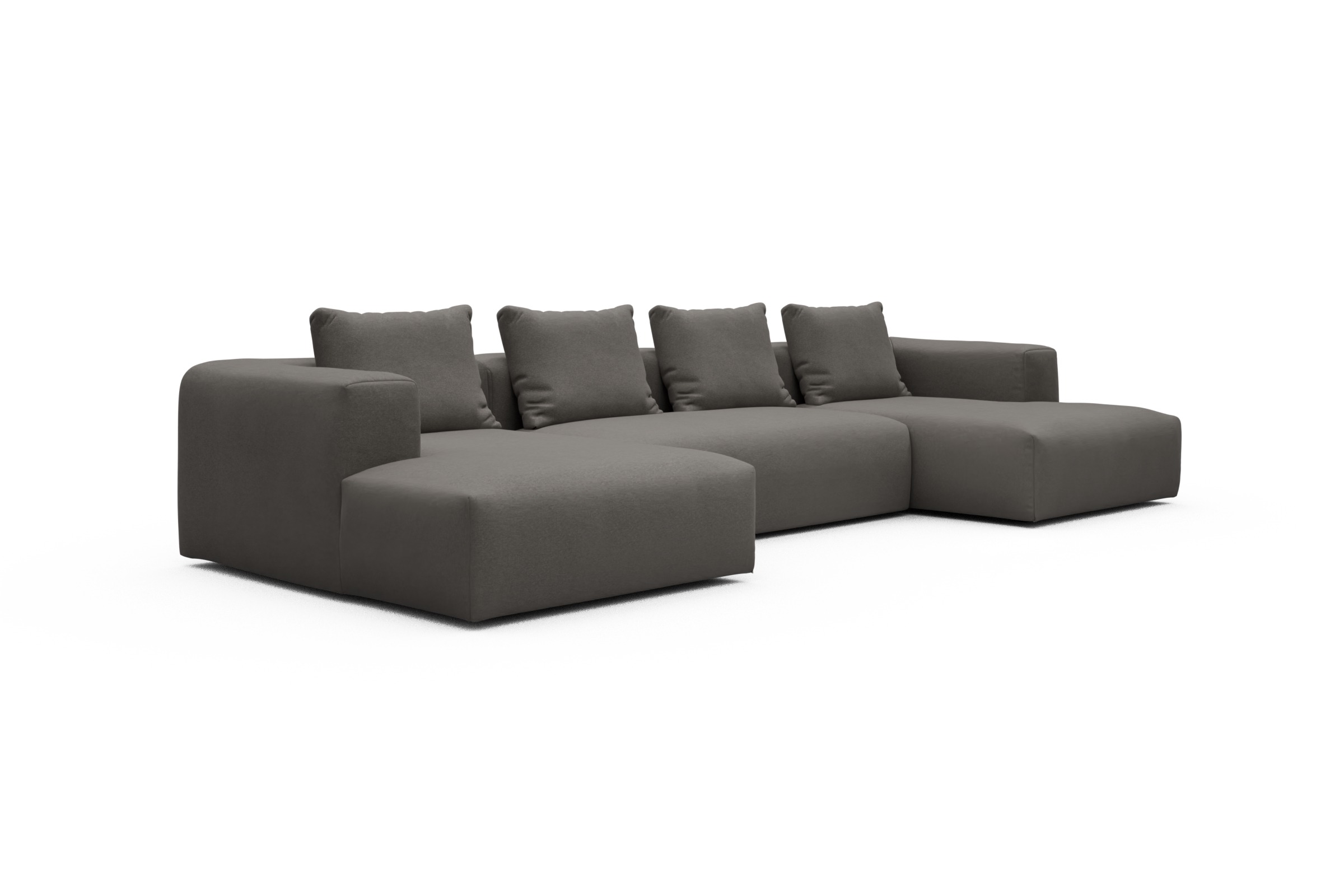 Wohnlandschaft Fred mit 2-Sitzer und Chaiselongue beidseitig Satya-Taupe