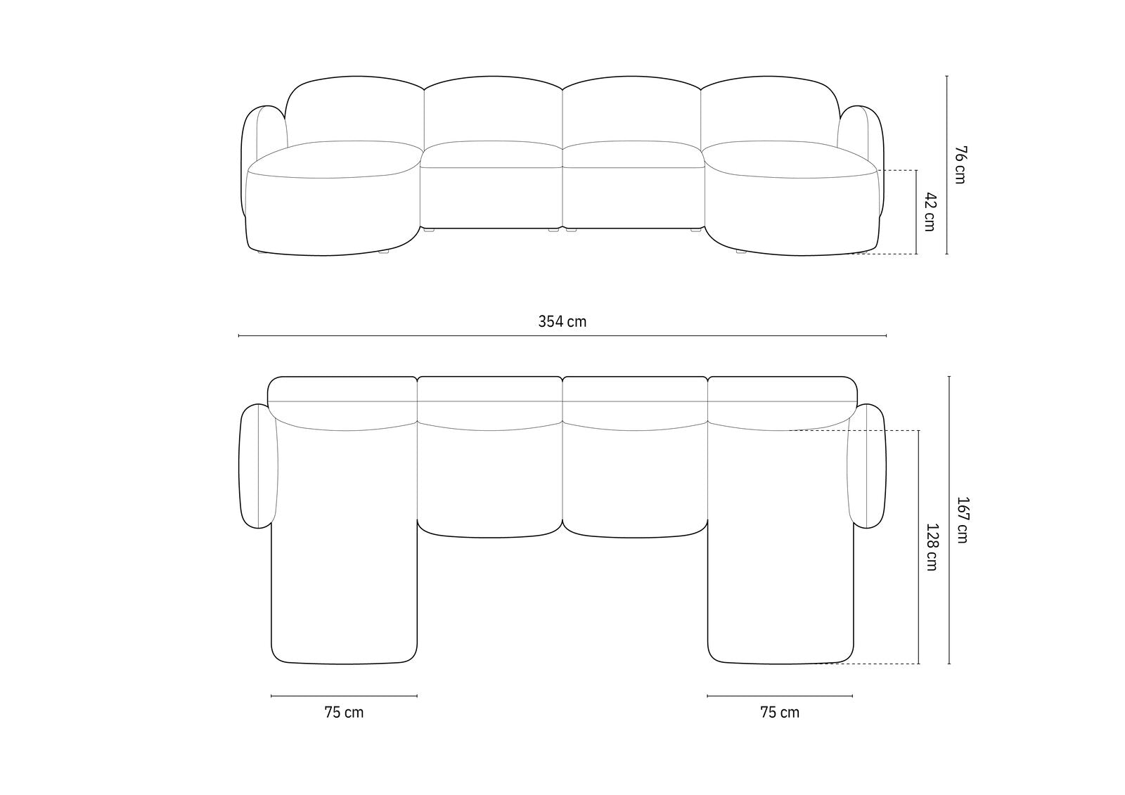 Micadoni Panorama Sofa Blair 6-Sitzer Samt Casino Lachs