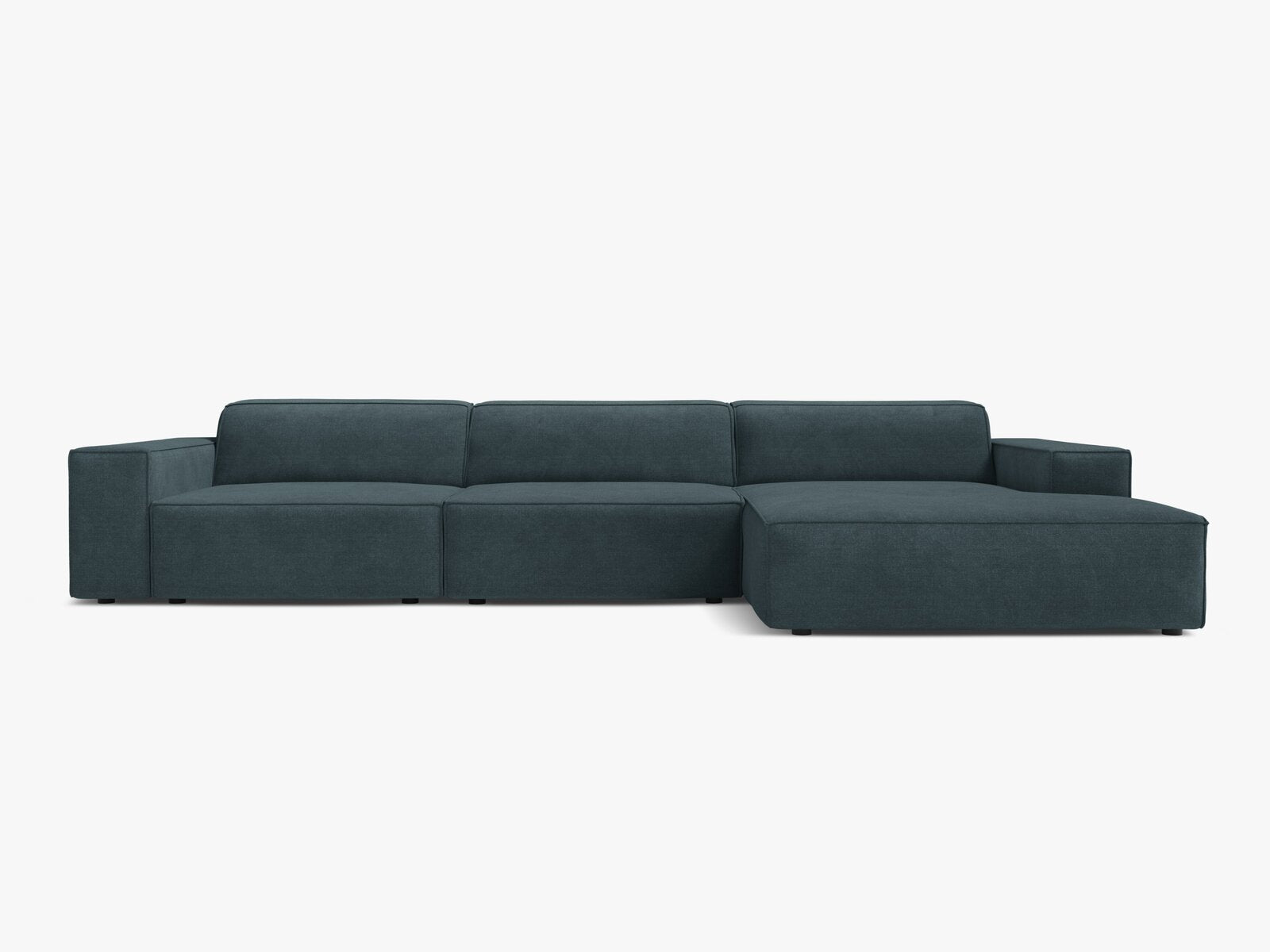 Micadoni Ecksofa Jodie 4-Sitzer Strukturierter Stoff Liberty Dunkel Petrol Rechts