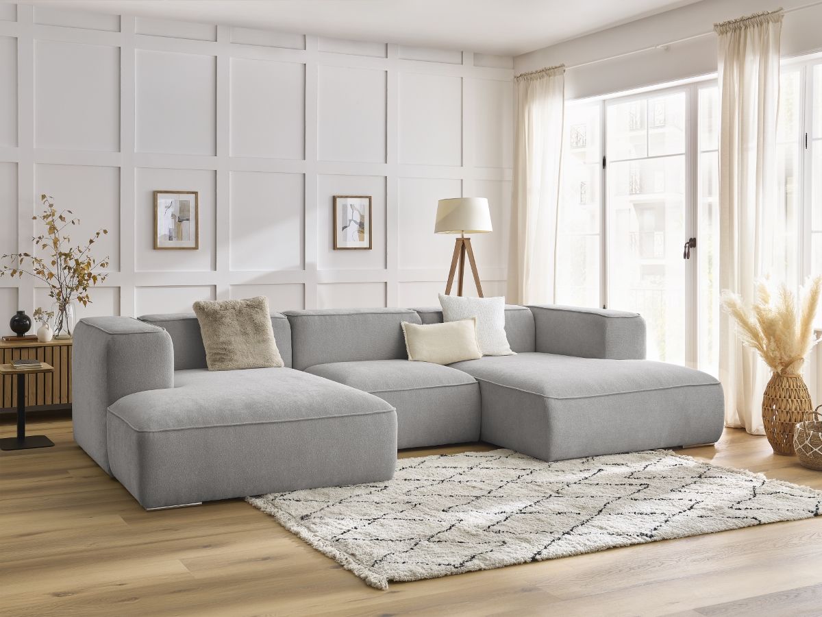 Bobochic Zephyr Wohnlandschaft Strukturstoff Hellgrau