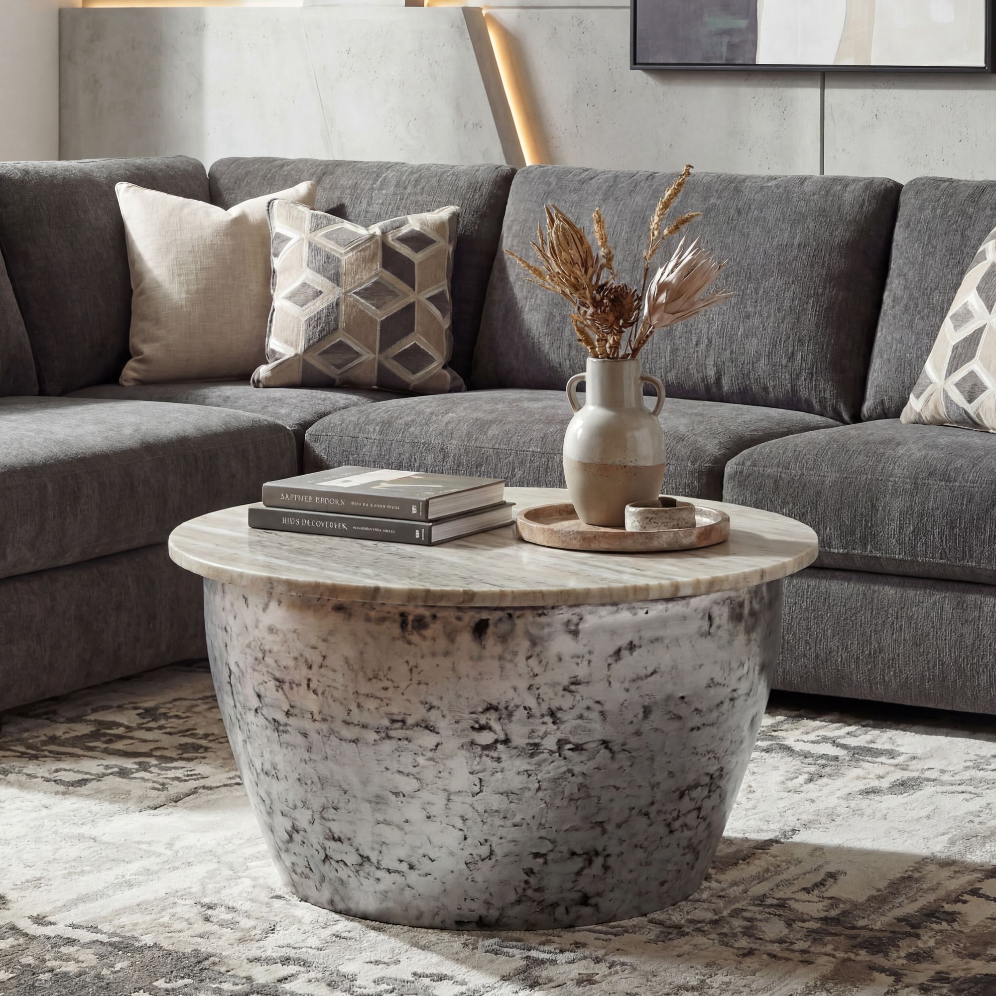Couchtisch Kirkja Marmor Silber Ø 60 cm
