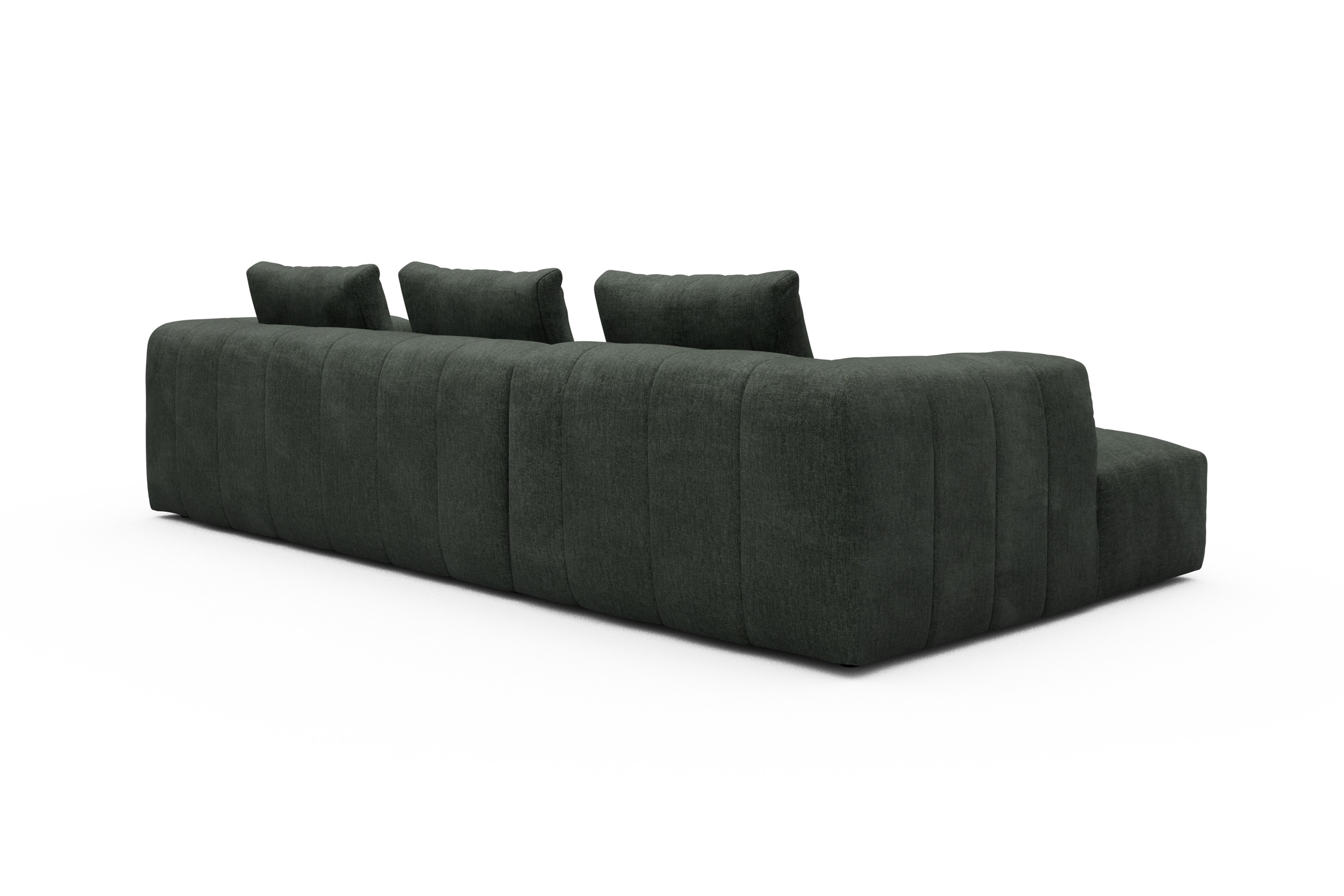 Ecksofa Hugo 2,5-Sitzer Armlehne rechts mit Chaiselongue Aivi-Pine-Green