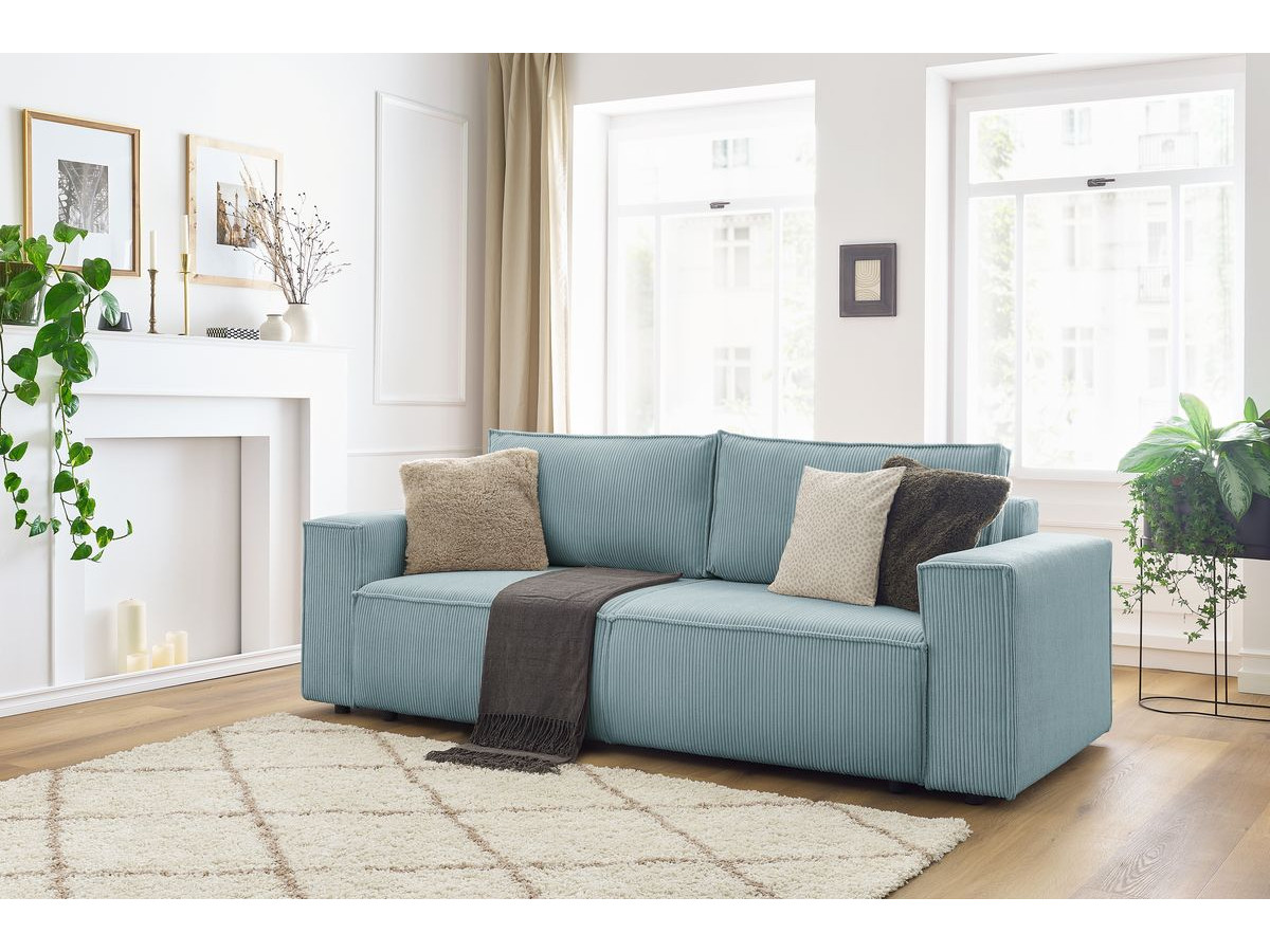 Bobochic Nihad Sofa 3-Sitzer Cordsamt Hellblau