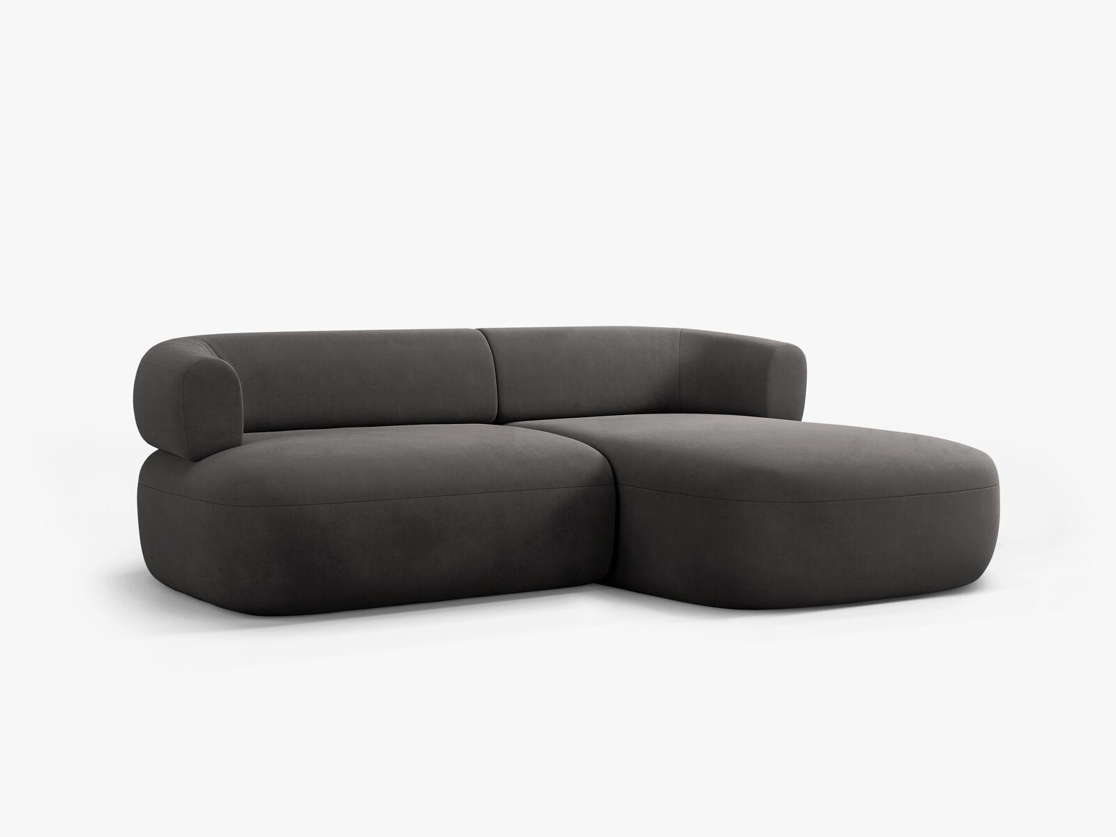 Micadoni 5-Sitzer Ecksofa Jenny Kleine Version Rechts Samt Salvador Dunkelgrau