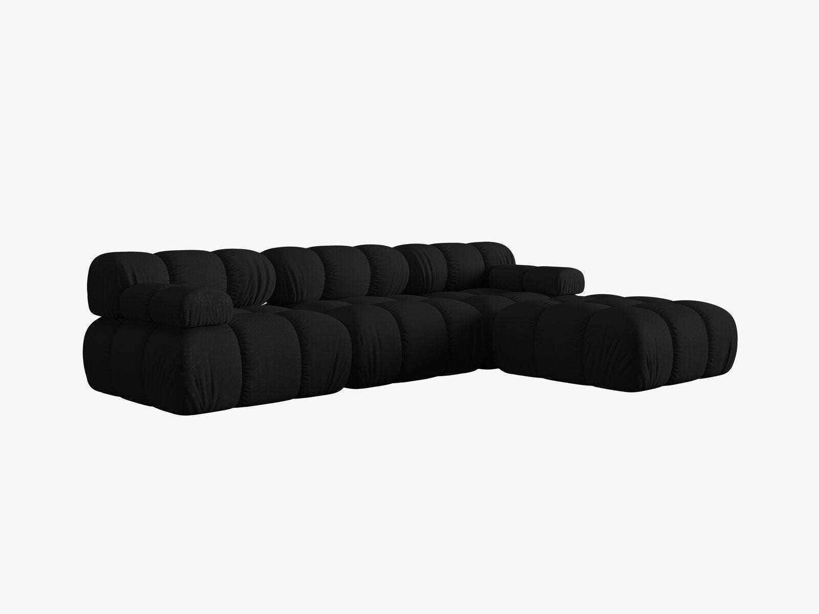 Micadoni Modulares Sofa Bellis 4-Sitzer mit flachem Modul 3D-Stoff Sonic Schwarz