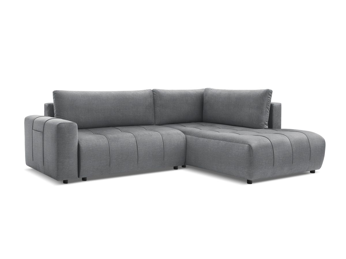 Bobochic Arsene Ecksofa mit Schlaffunktion und Bettkasten 277 × 200 cm Samt Dunkelgrau Ecke rechts