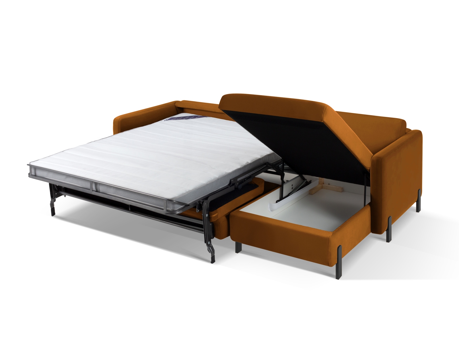 Micadoni Schlaf-Ecksofa Gloria 4-Sitzer Rechts Samt Braun 205x140