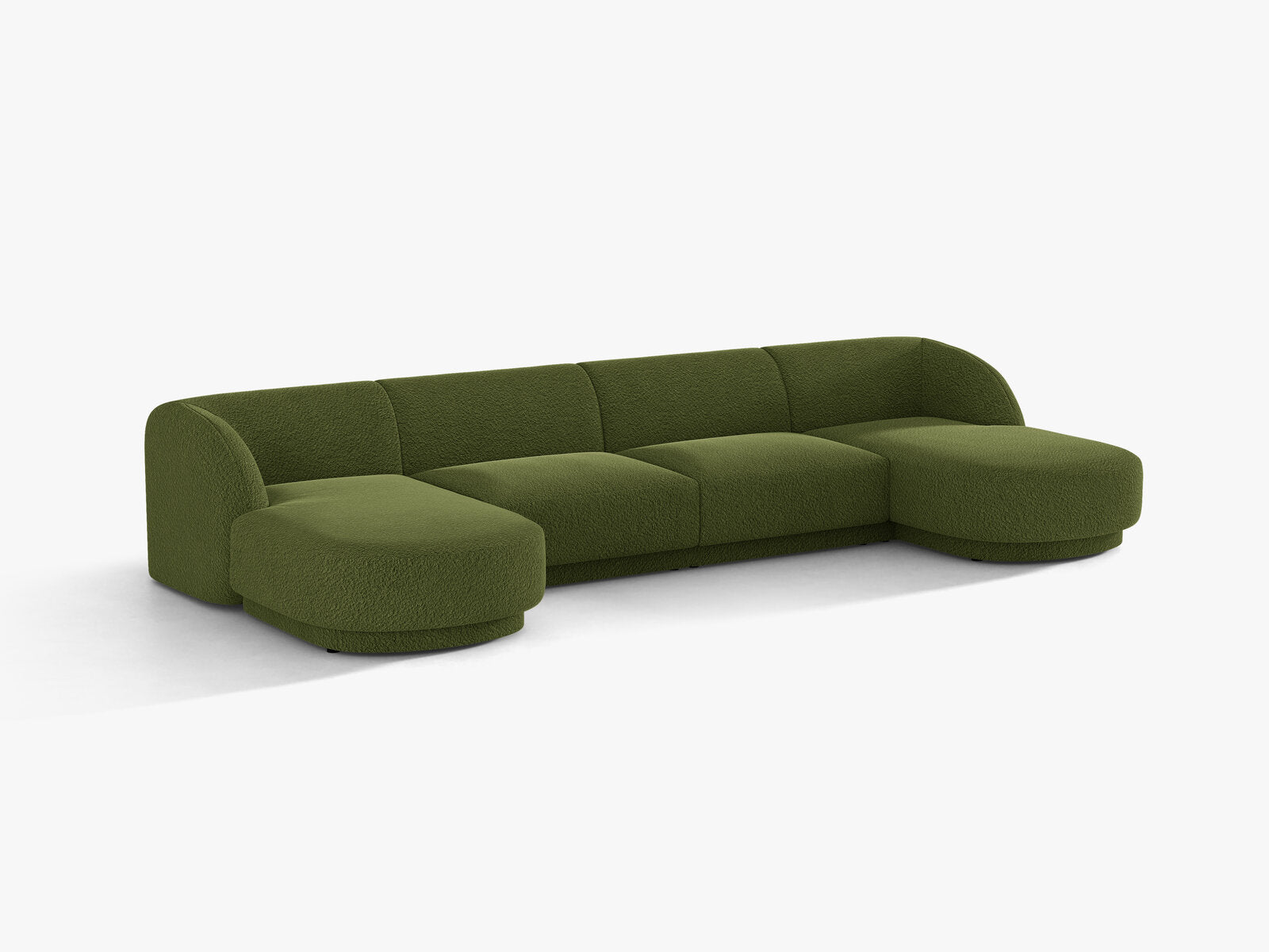 Micadoni Panorama-Sofa Miley 5-Sitzer Boucle Baloo Dunkel-Olivgrün