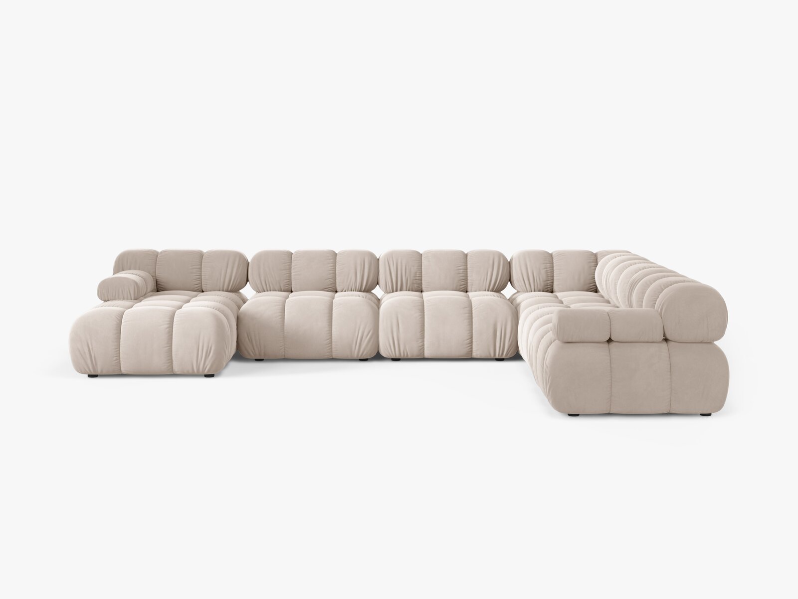 Micadoni Modulares Panorama Ecksofa Bellis 8-Sitzer Rechts Samt Venus Helles Beige