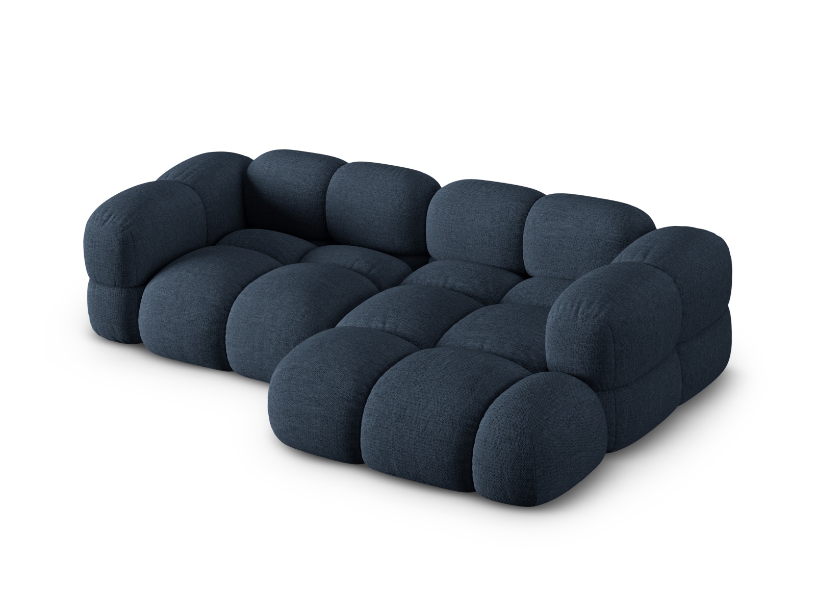 Cosmopolitan Design Ecksofa Loretto 3-Sitzer Strukturierter Stoff Sorella Dunkelblau Rechts