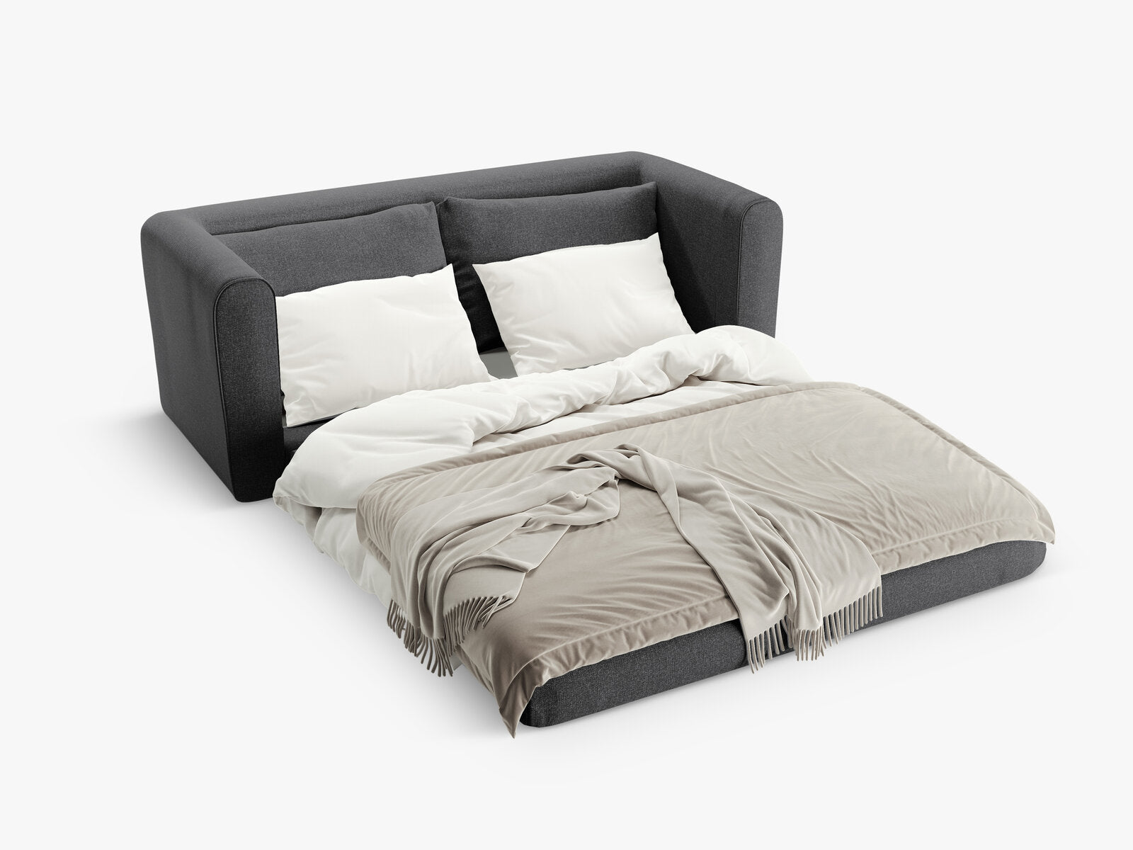 Micadoni Sofa Lido 2-Sitzer Strukturierter Stoff Dunkelgrau