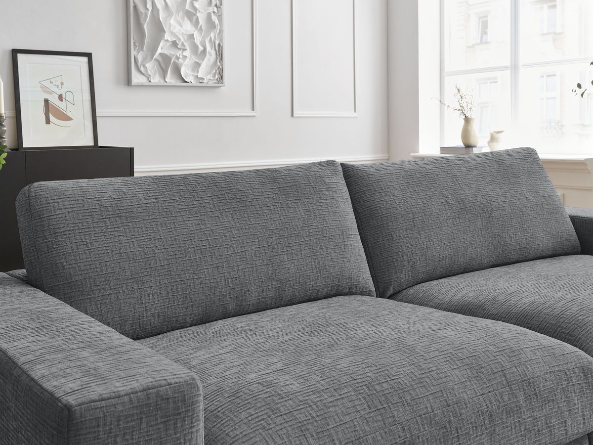 Bobochic Leonard Sofa 3-Sitzer 234 × 109 cm Strukturstoff Dunkelgrau
