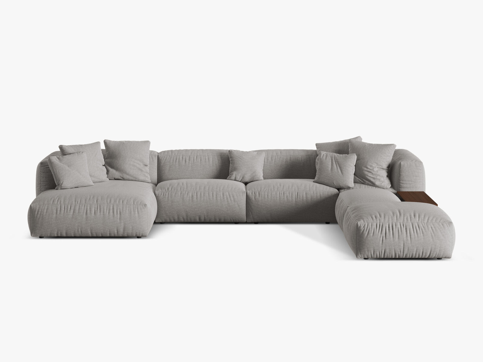 Micadoni Panorama-Ecksofa Martina 5-Sitzer Rechts Strukturierter Stoff Hellgrau