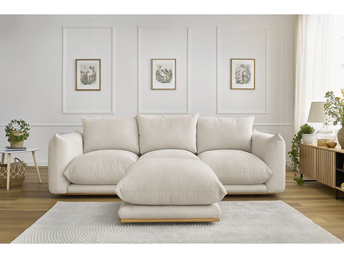 Bobochic Ernest Sofa 4-Sitzer mit Pouf Stoff Beige
