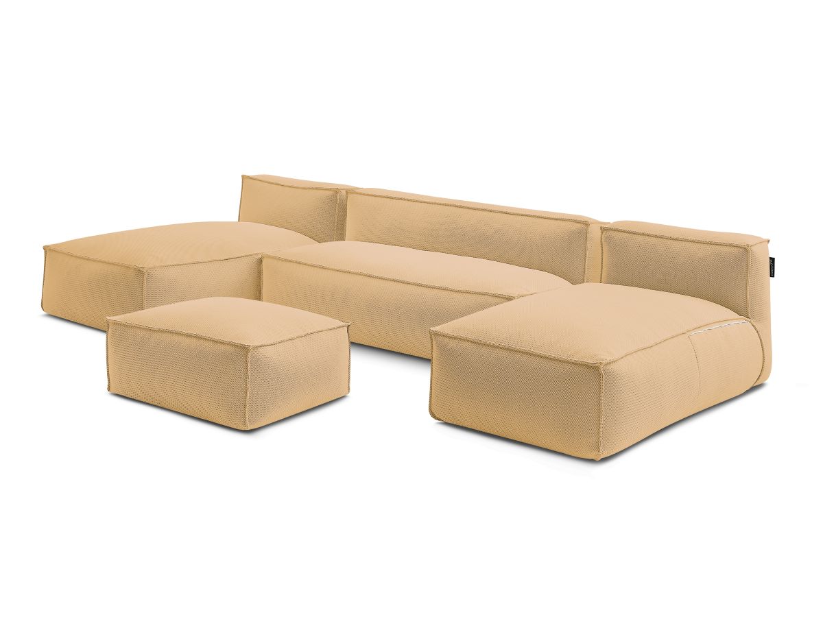 Bobochic Biarritz Gartensofa 4-Sitzer mit Pouf 332 × 168 cm Melange-Stoff Orange