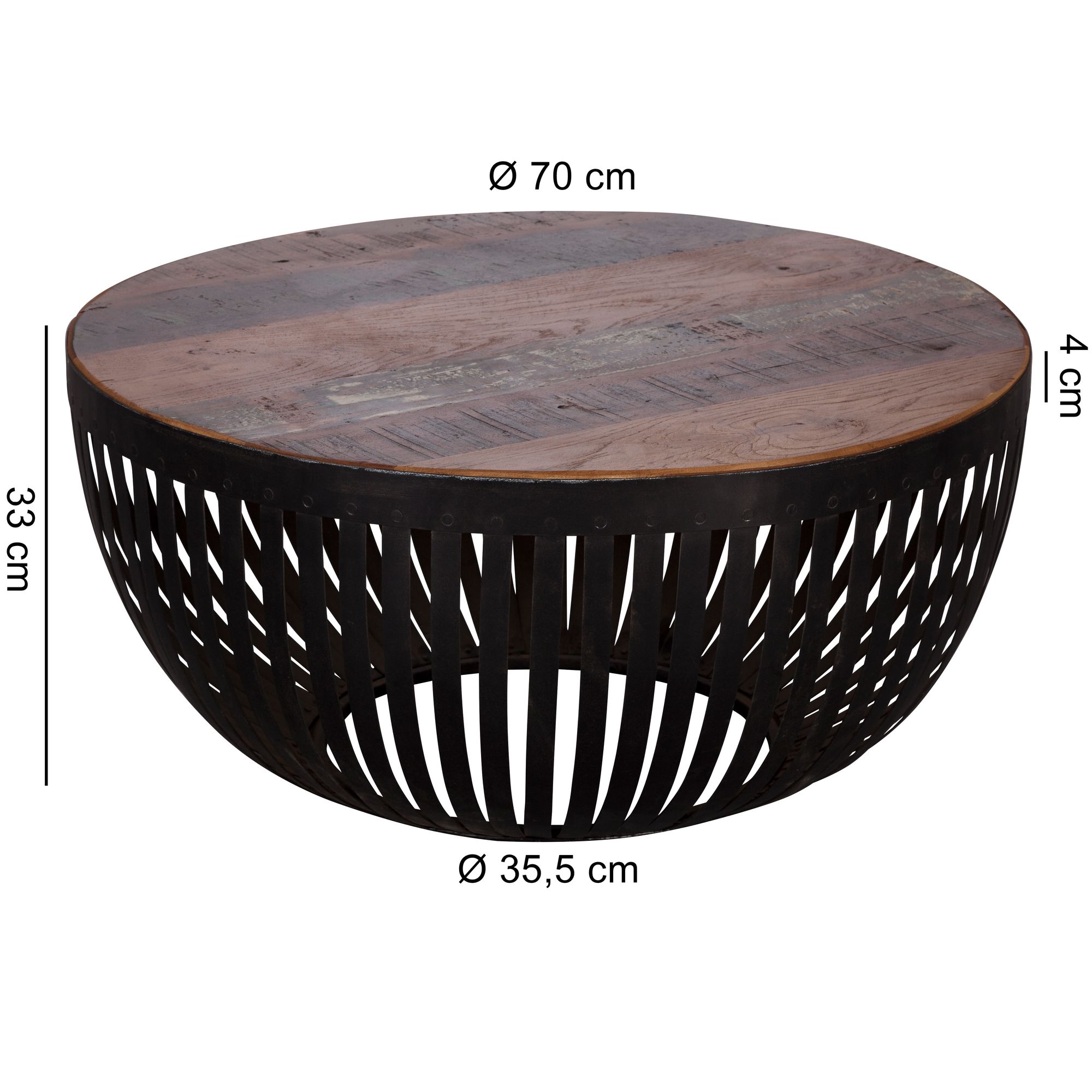 Couchtisch Auning Mango Massivholz Braun Ø 70 cm