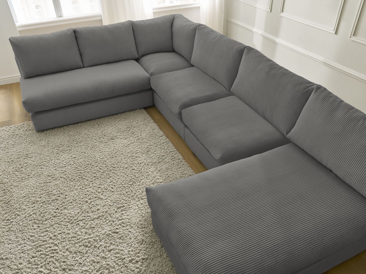 Bobochic Paris Ecksofa Cordsamt Dunkelgrau