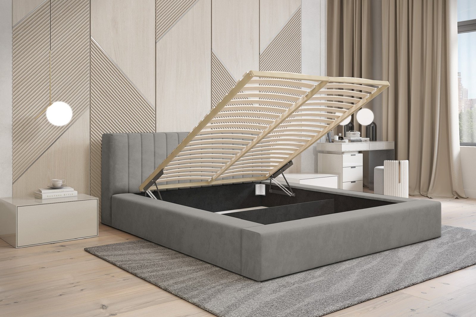 Polsterbett Carno Chenille 140x200 mit Holzrahmen Ditra-New 15